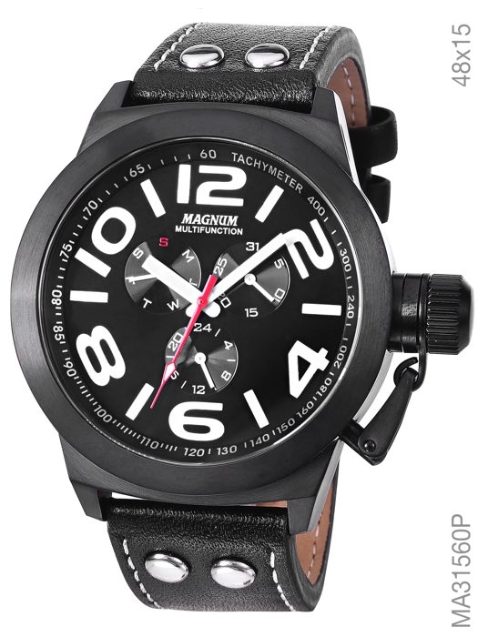 Relógio Magnum Sports Masculino MA31560P Pulseira de Couro
