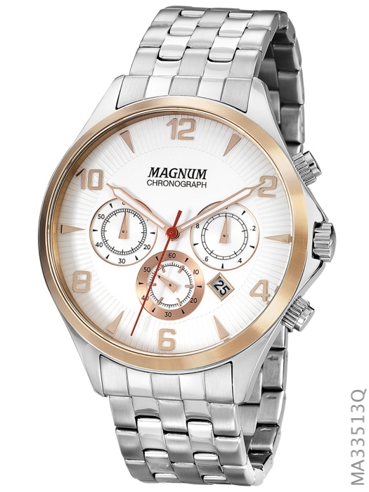 Relógio Magnum Masculino Ref: Ma33059q Casual Prateado Prata