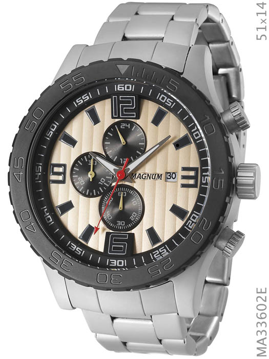 Relógio Magnum Masculino Chronograph Pulseira De Aço