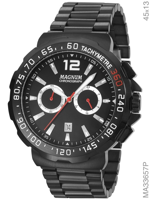 Relógio Magnum Masculino Cronógrafo Ma33504p Preto Aço