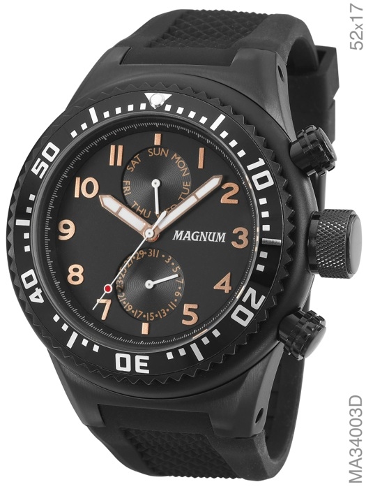 Relógio Magnum Sports MA33399P Pulseira de Couro Preto