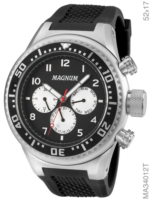 Relógio Magnum Sports Cronógrafo MA34950D Pulseira de Couro Preto