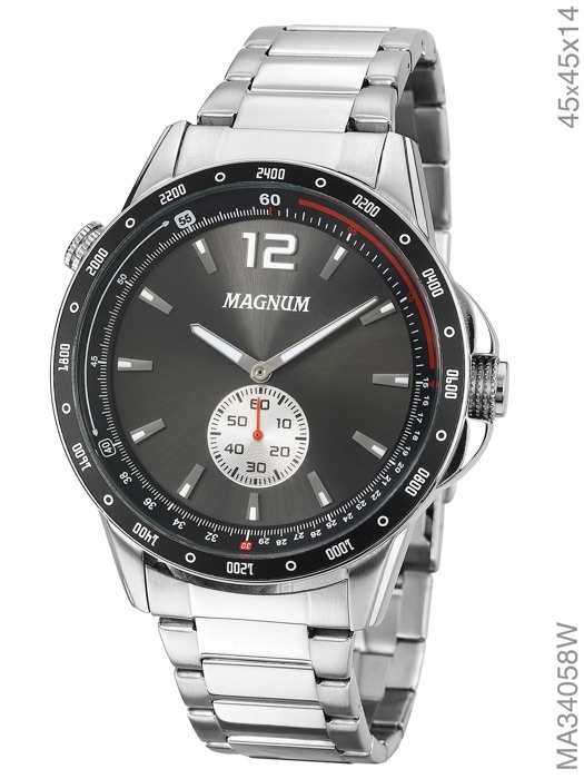 Relógio Magnum Masculino Cronógrafo MA33102Q Pulseira Aço Prata
