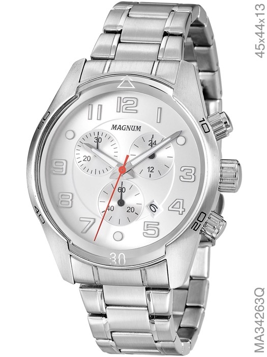 Relógio Magnum Masculino Sports MA34263Q Chronograph Prata