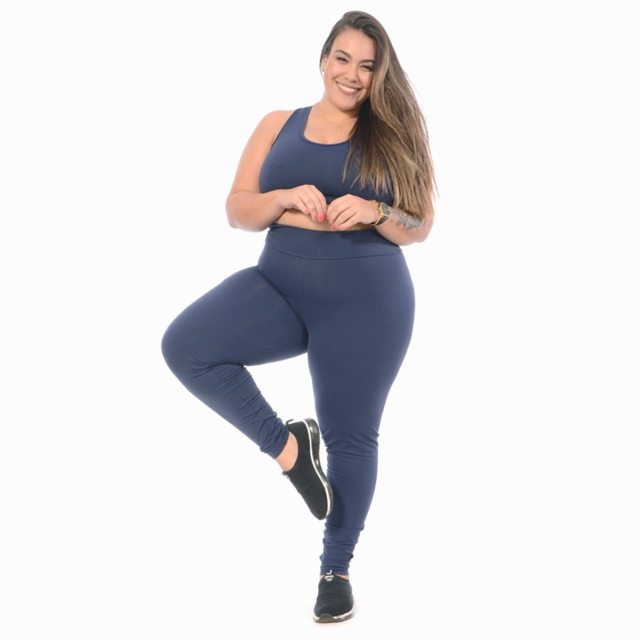Conjunto Fitness Plus Size Para Academia Malha Suplex GG e XG Calça Legging  + Top