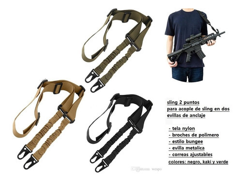  TLO Outdoor - Portafusil con cuerda de paracaídas - Eslinga  táctica de 2 puntos para rifle, extra ancha, correa ajustable con eslabones  giratorios para fusil, escopeta y ballesta para caza, tiro
