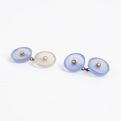 Antique 18 Kt Gold Diamonds and Agate Cufflinks