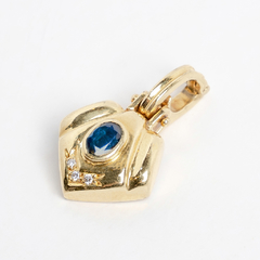 18kt Gold Pendant Charm. Natural Sapphire And Brilliant on internet