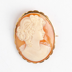 Antique gold mother-of-pearl cameo brooch