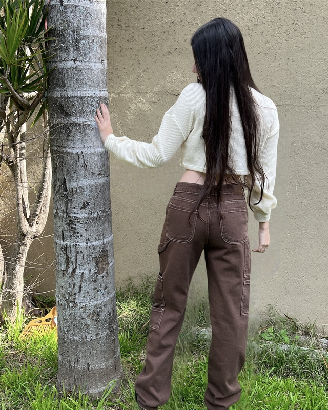 Jeans store marron mujer