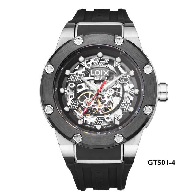 Reloj hombre GT50-3 rojo con caja pavonada, tablero negro - Relojes Loix