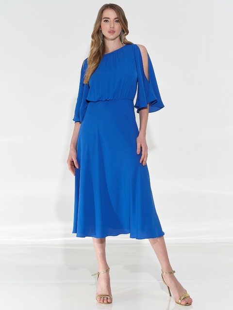 Vestido Sevilha Crepe Azul - comprar online