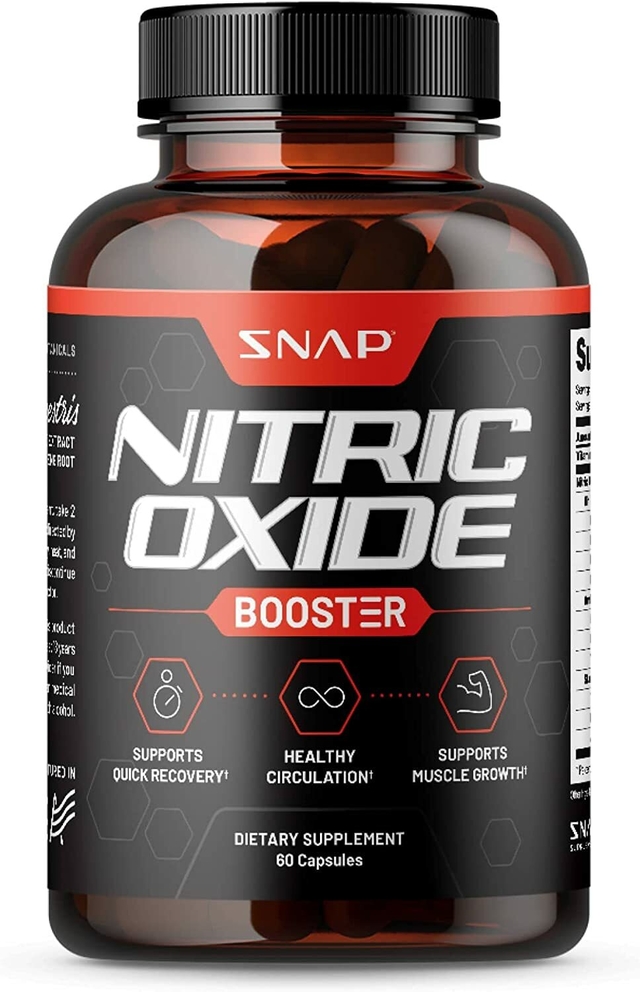 Nitric Oxide Booster prétreino, construtor muscular, 60 capsulas