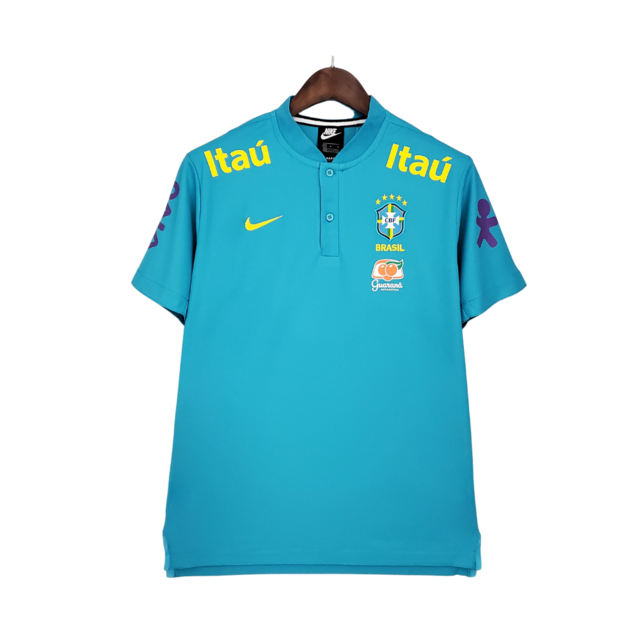 Camisa Brasil CBF Nike Pré Jogo Masculina - Verde/Azul - Bayard