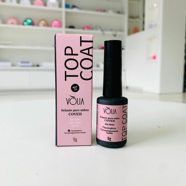 TOP COAT COVER VÒLIA SELANTE NUDE PARA UNHAS ALTO BRILHO E SEM GOMA