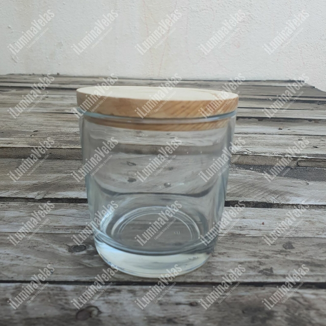 Vaso de vidrio personalizado con tapa de madera, vaso