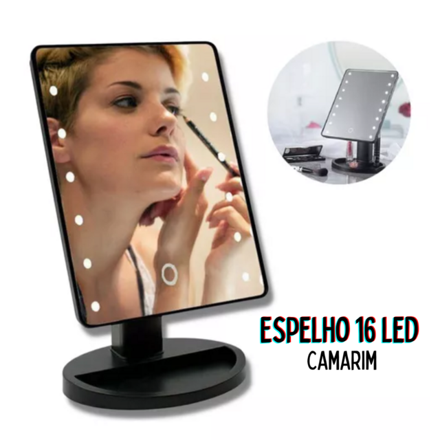 Espelho de maquilhagem com luz led, Ampliação x5. THULOS TH-BY18.