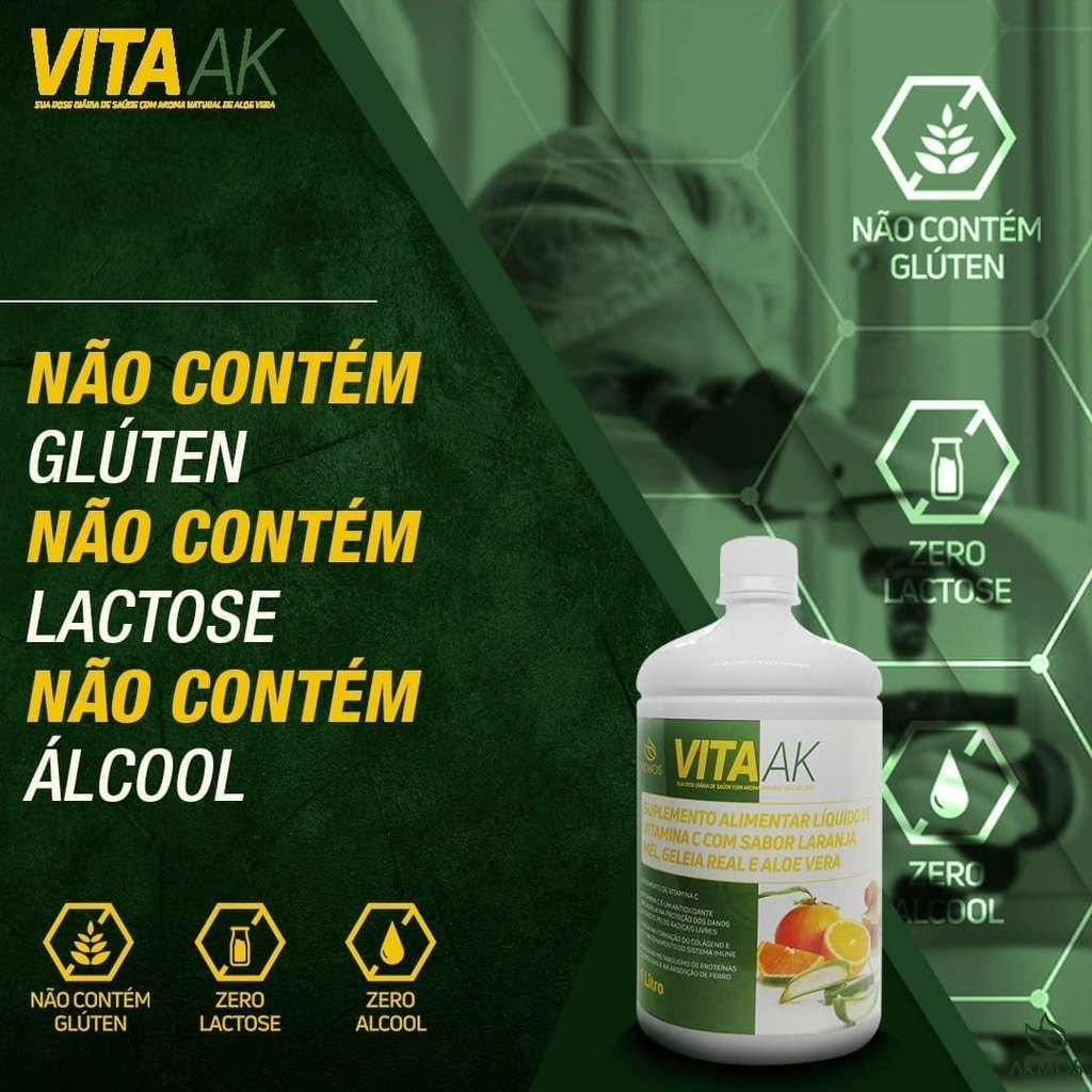 VITA AK Suplemento alimentar líquido de Vitamina C sabor Laranja Mel