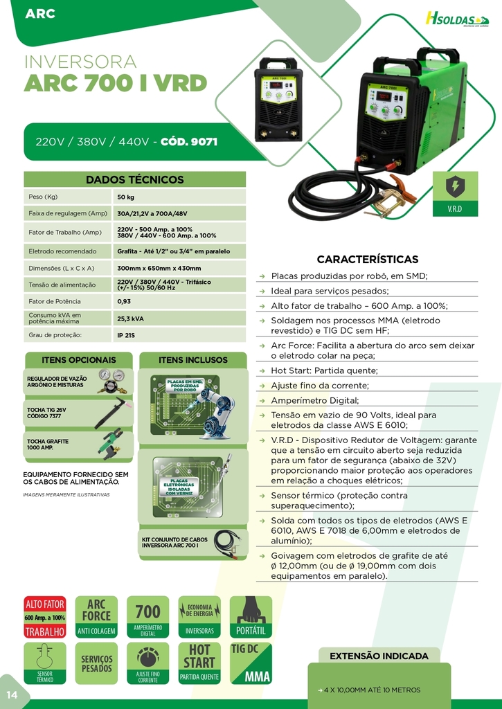 HSoldas Inversor ARC 700 I VRD Comprar Em Lumaq Solda