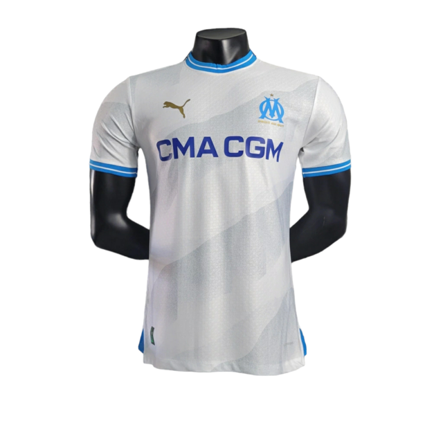 Camisa Olympique Marseille Home 23 24 Jogador Puma Masculina Branco