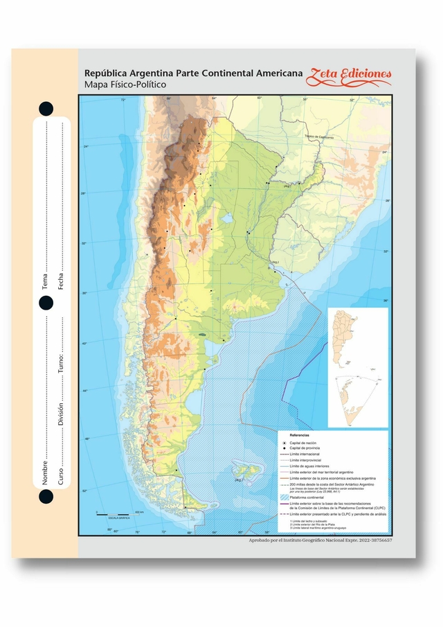 Mapa Escolar República Argentina Físico Político X40 Unidades 6310