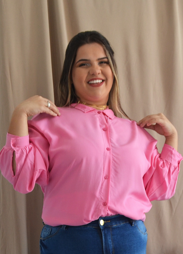 Camisa em Viscose Rayon Lecimar Rosa - Zanne Duarte