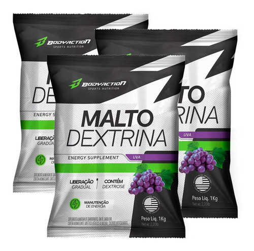 Suplemento Energético Malto Dextrina Dextrose 1kg Uva em Promoção