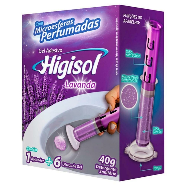 Gel Adesivo Para Vaso Sanitário Aplicador + Refil com 6 Discos Lavanda 40g