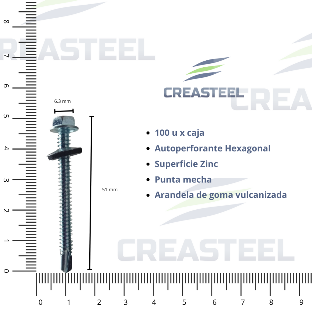 Tornillo Autoperforante Hexagonal Punta Mecha X X U