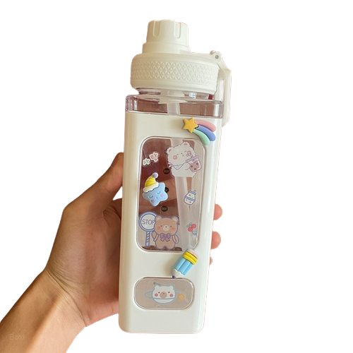 Water Bottles Kawaii Shaker Pastel With Straw 700ml900ml Plastic