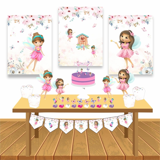 Kit Festa - Minha Festinha - Tema Fadas Menina Infantil Bebê