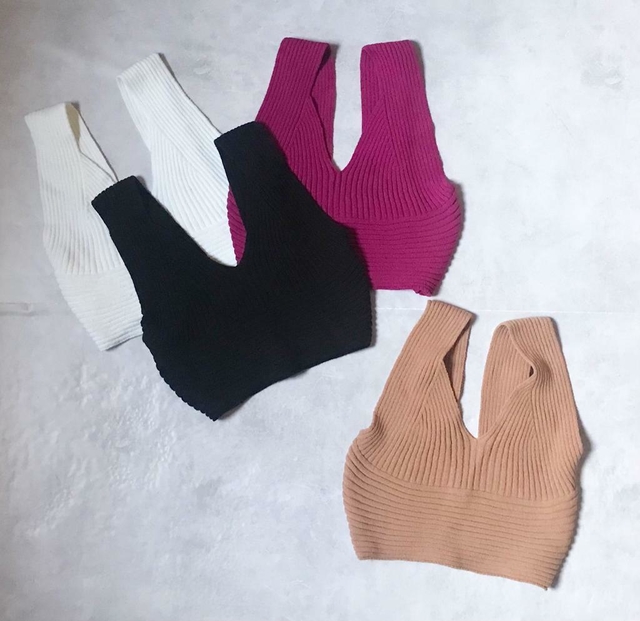 Cropped da Modinha de Tricot Modal com Tiras Cores Lindas