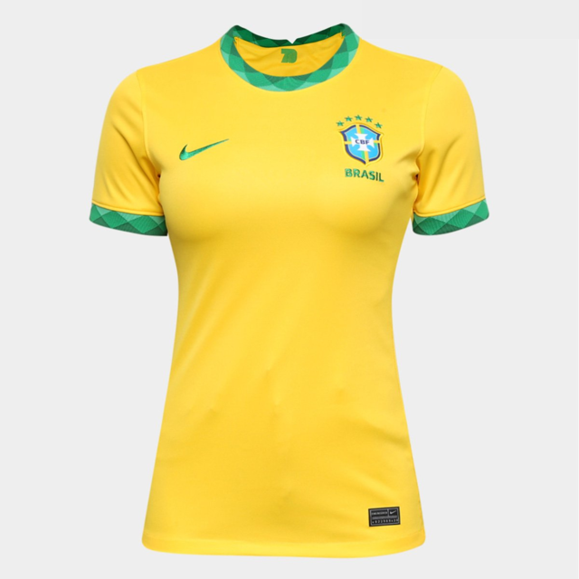 Camisa Home Brasil I 20/21 Nike Feminina Amarelo e Verde