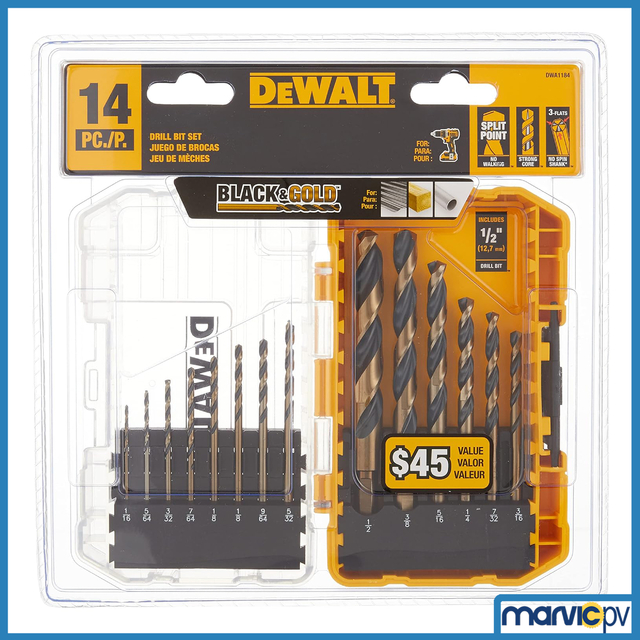 Juego De Brocas Dewalt Con Estuche Uso Madera Metal Dwa