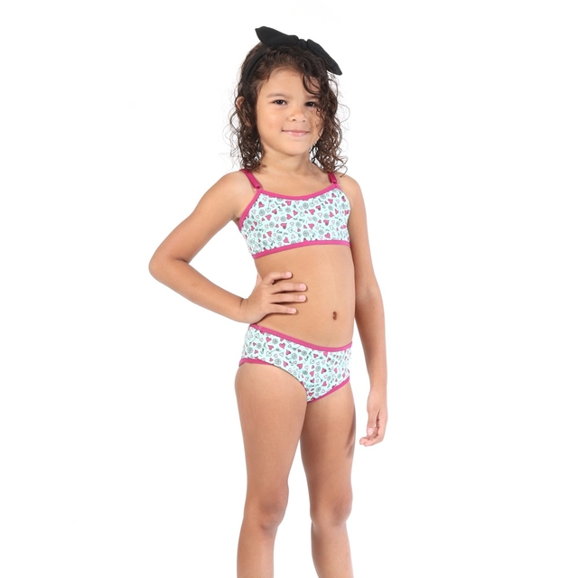 Conjunto Infantil Lingerie Menina Sutiã Sem Bojo e Calcinha Elástico