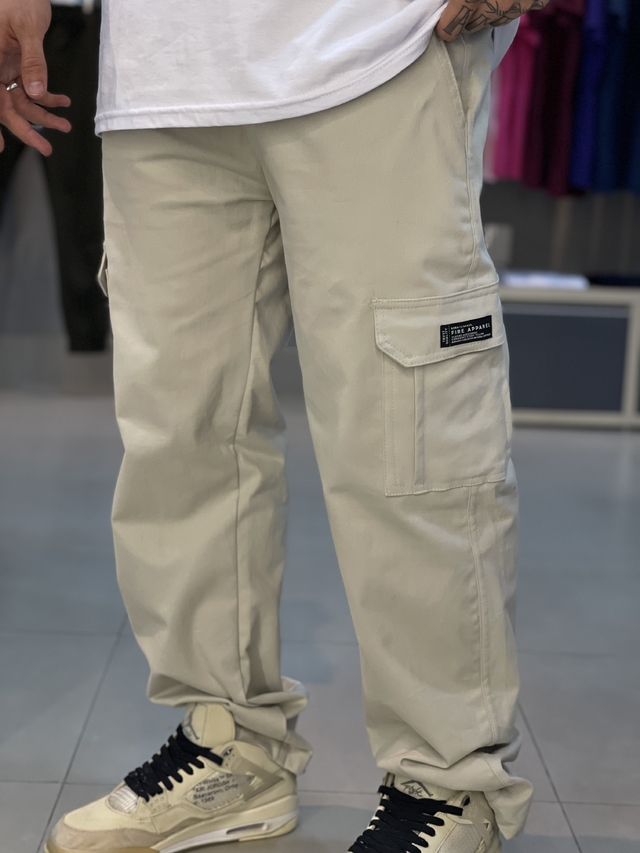 Calça Jeans Cargo – Areia – Rede Guria Store