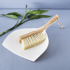 Escova de Bambu e Pá para Limpeza (Branco)