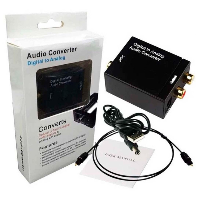 Adaptador Conversor Audio, Optico Digital A Analogo Rca