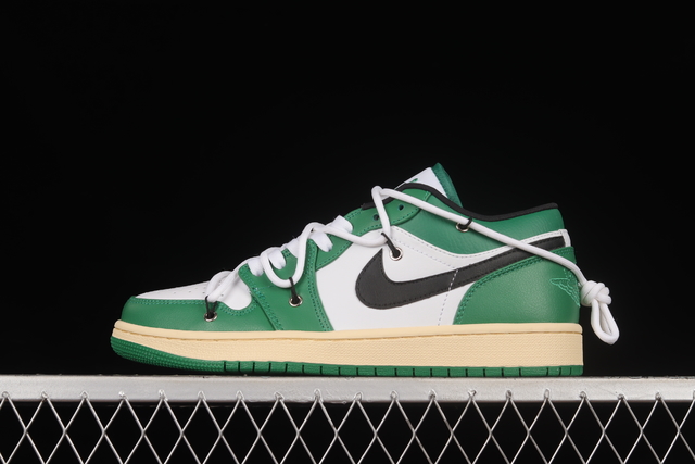 Air Jordan 1 Low Custom 'Green Stadium' Black White