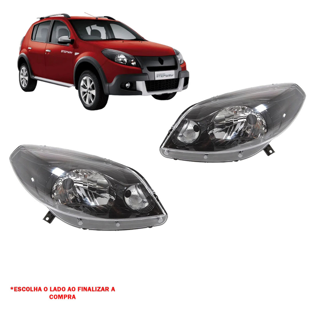 Farol Sandero Stepway 2012 2014 Máscara Negra Skywind