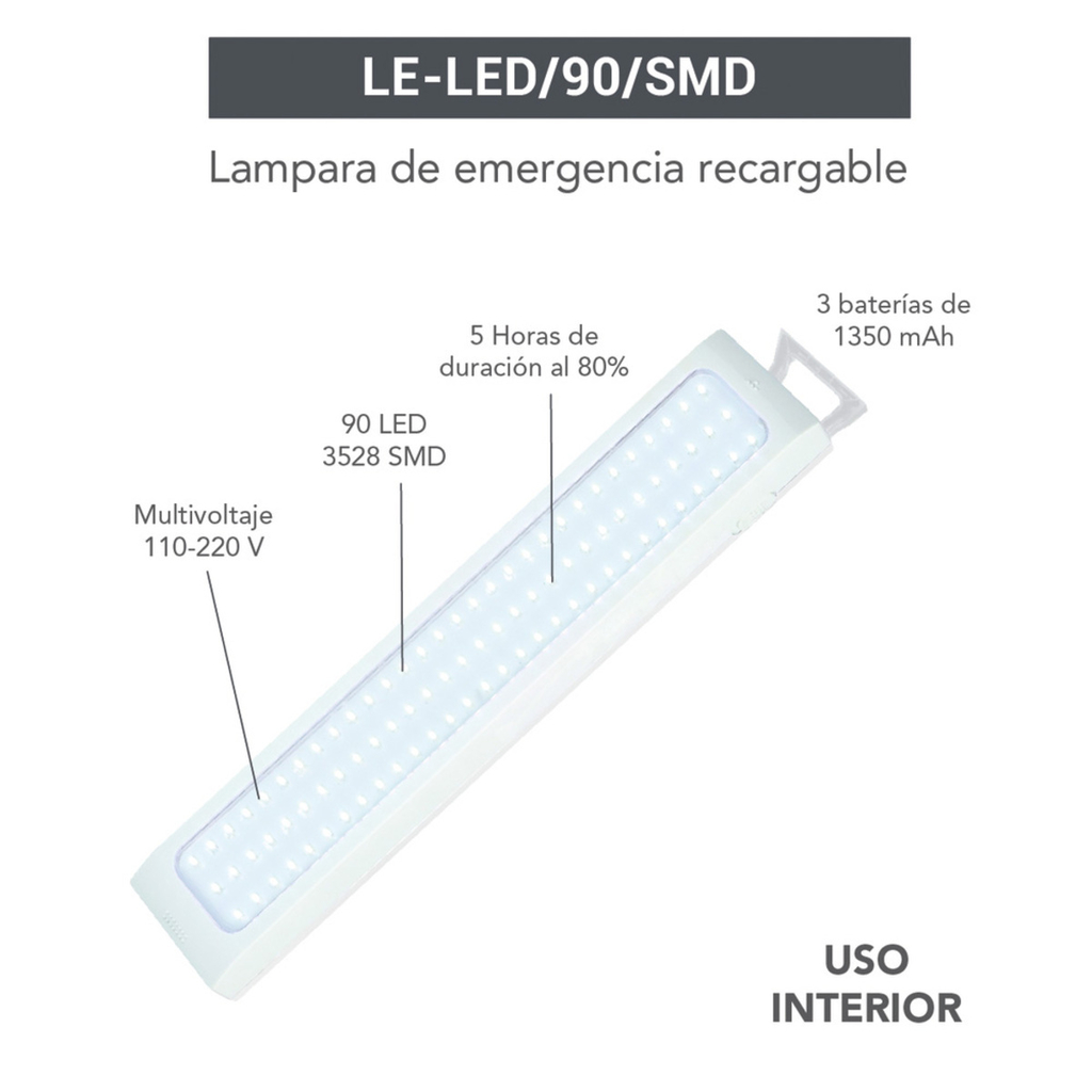 LAMPARA DE EMERGENCIA DE 90 LED SMD TECNOLITE LE LED 90 SMD