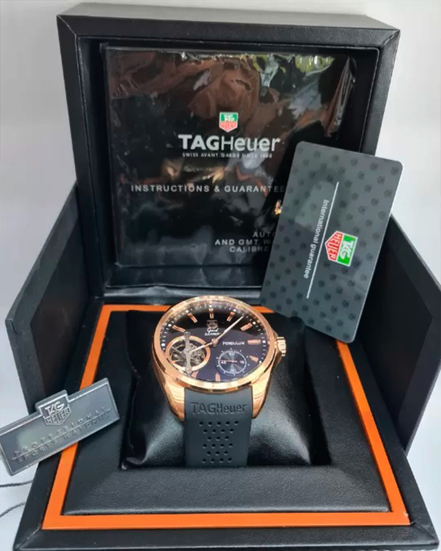 ag Heuer Pendulum Pulseira de Silicone Acompanha Caixa Original da T
