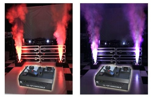 Equipamento de iluminação profissional fotográfico no set de filmagem com  fumaça no ar