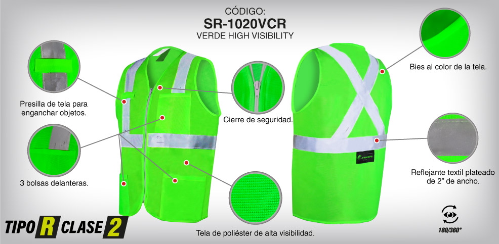 Chaleco De Alta Visibilidad Jyrsa Color Verde SR 1020