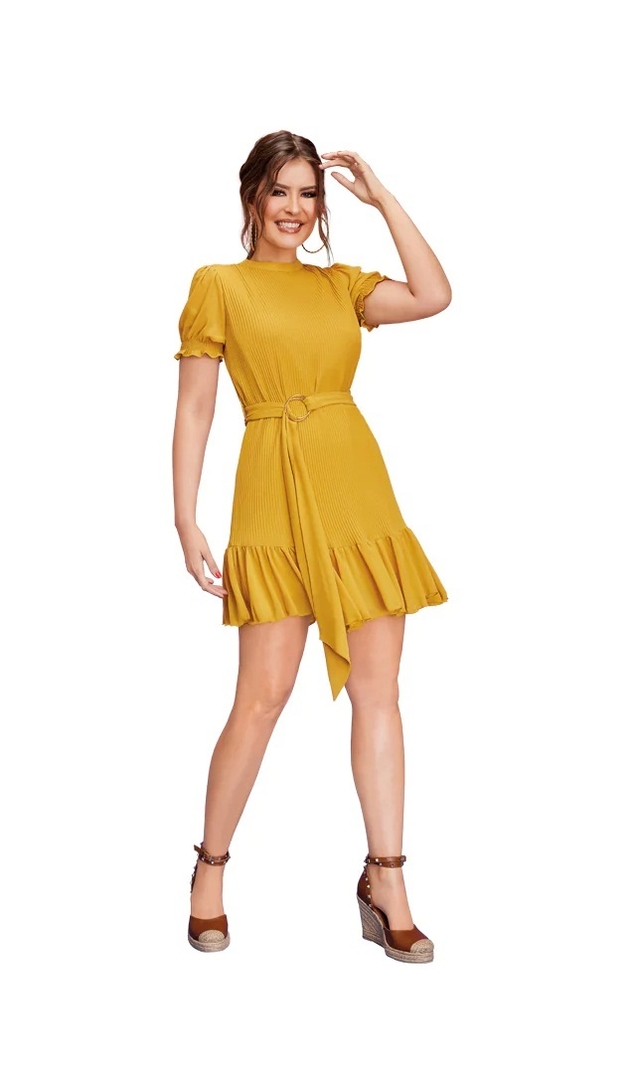 Vestido discount amarillo plisado