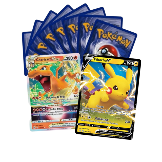 100 Cartas Pokemon + 01 Carta Ultra Rara Charizard Original