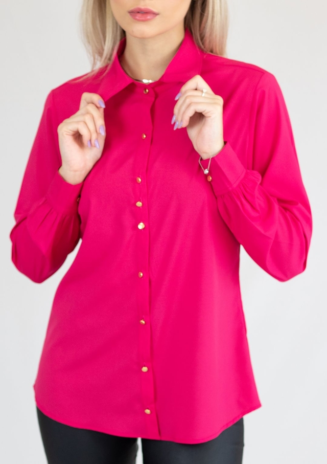 Camisa social rosa fashion pink feminina