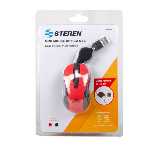 Mini mouse USB 800 DPI con cable retráctil Steren Tiend