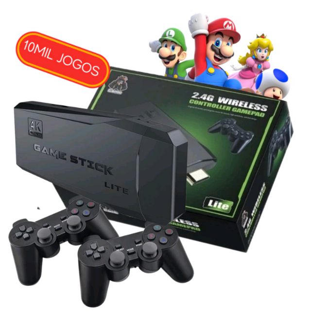 Vídeo Game Stick Box 4k Lite 2 Controles Sem Fio 10 Mil Jogos