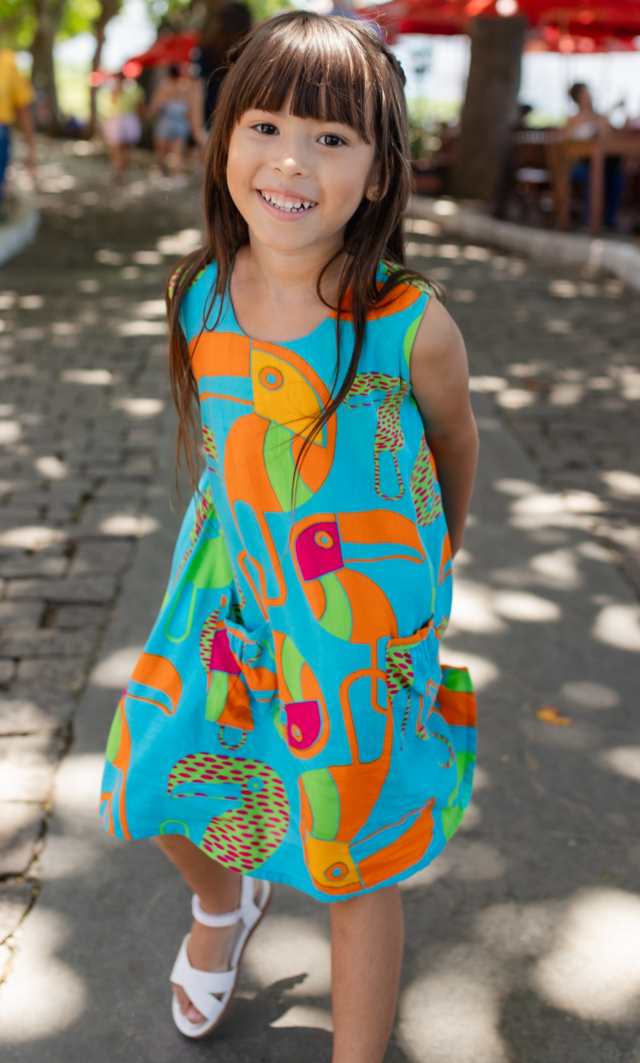 Vestido Infantil: Con Cinturón En La Cintura - Poá - Rosa